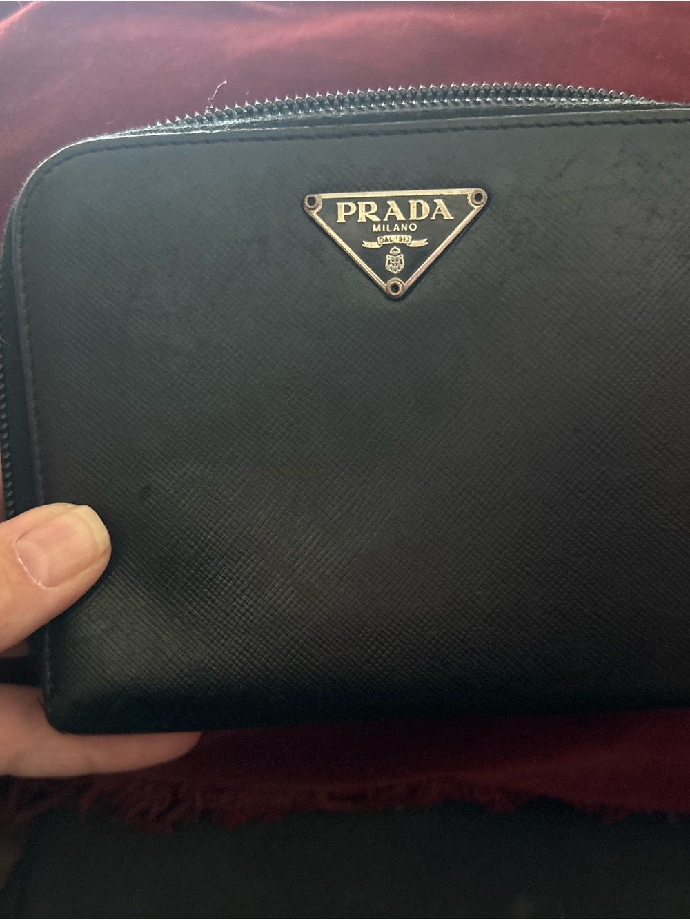 Prada Black Saffiano Leather wallet with Gold Logo